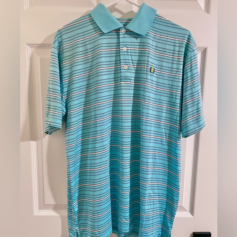 Jack Nicklaus Men's Striped Polo Shirt - Aqua - Size Medium